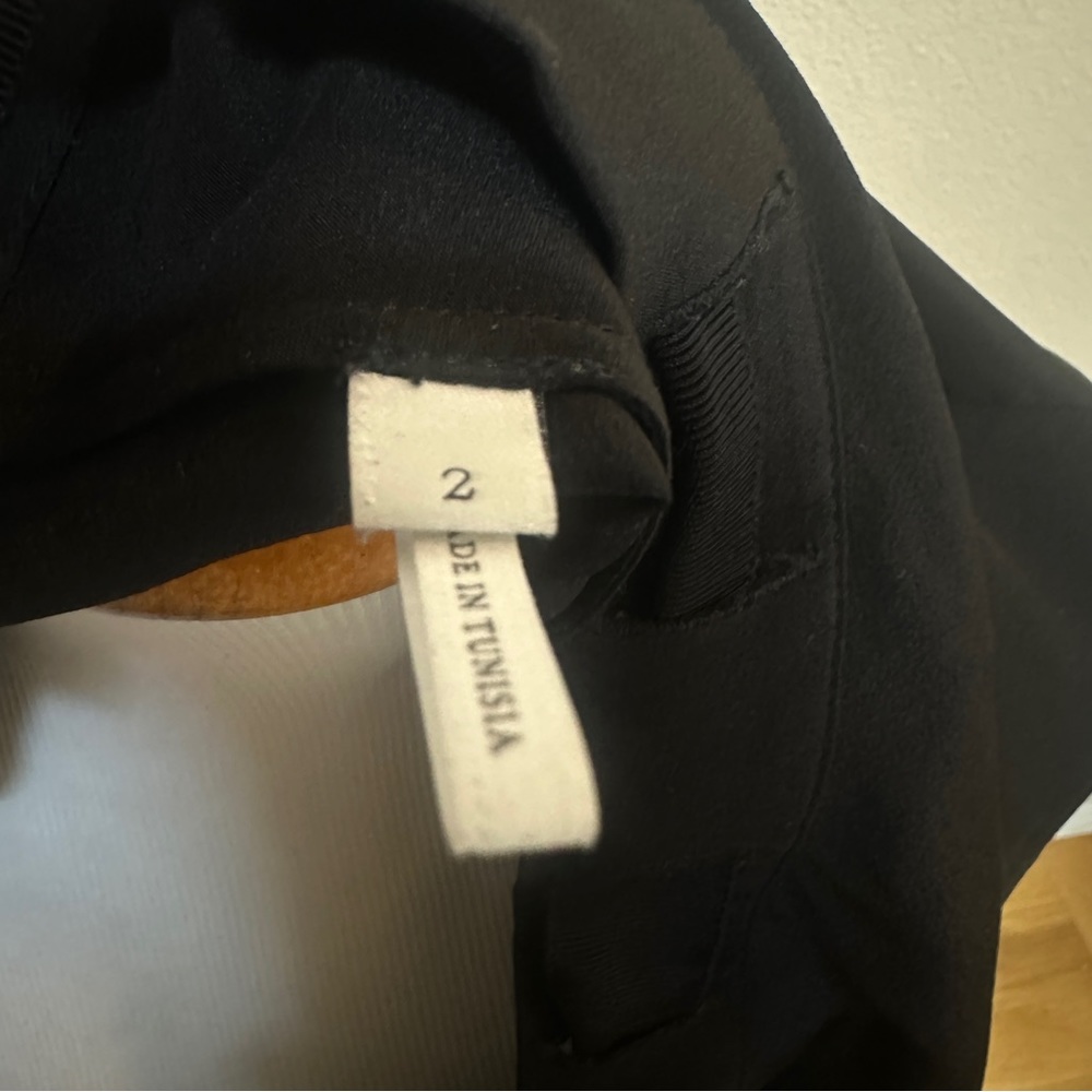 SANDRO Paris Black‎ Silk V-Neck Blouse Top Women’s Sz 2 / Medium US - Picture 6 of 8